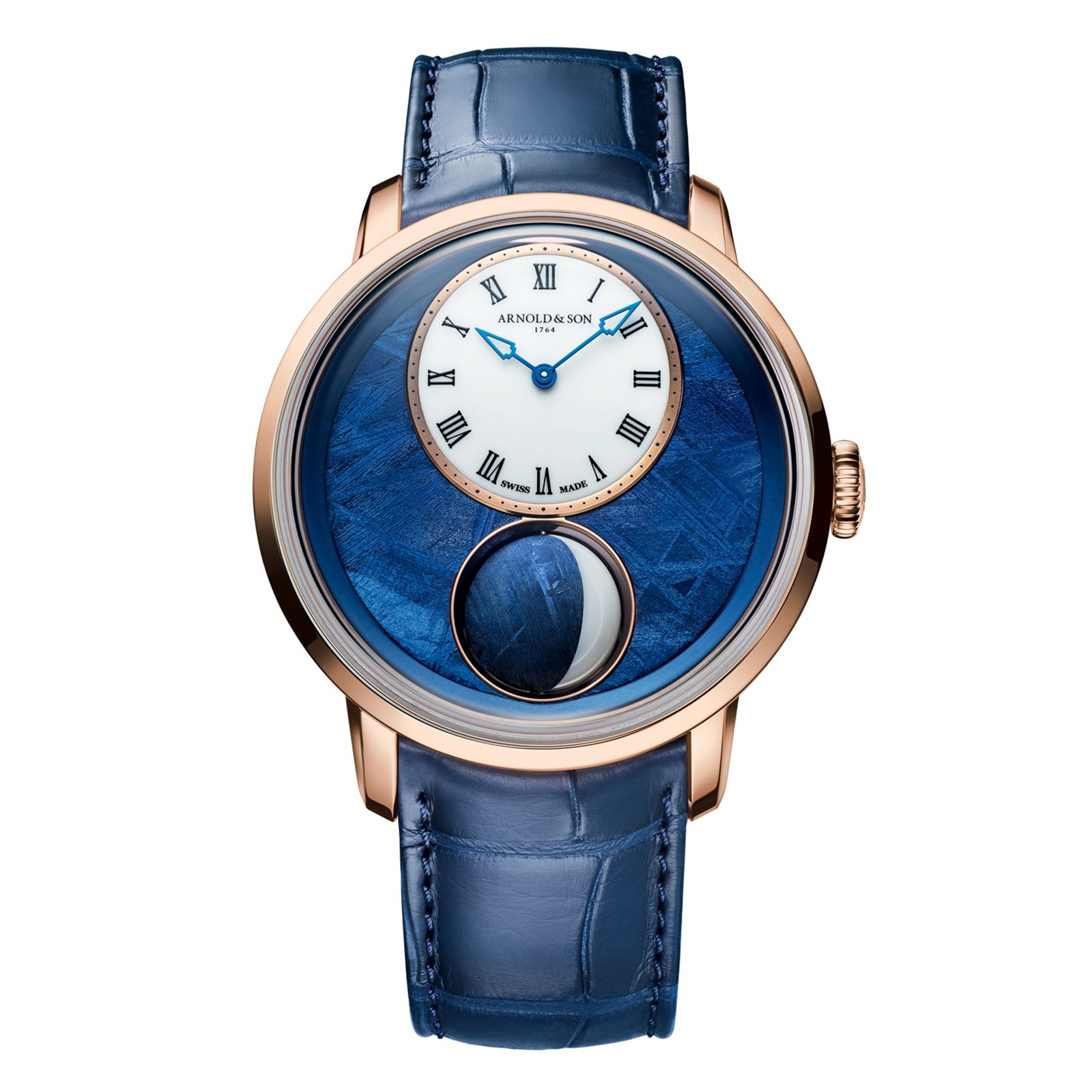 Arnold And Son Luna Magna Red Gold Meteorite 44mm Limited Edition Mens Watch Blue